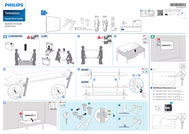 Page 1 of the manual Quick Start Guide Philips 55PUS8518