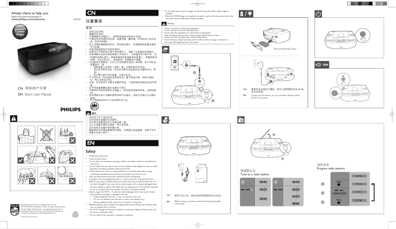 Page n°1 - Guide de démarrage rapide Philips AZ420