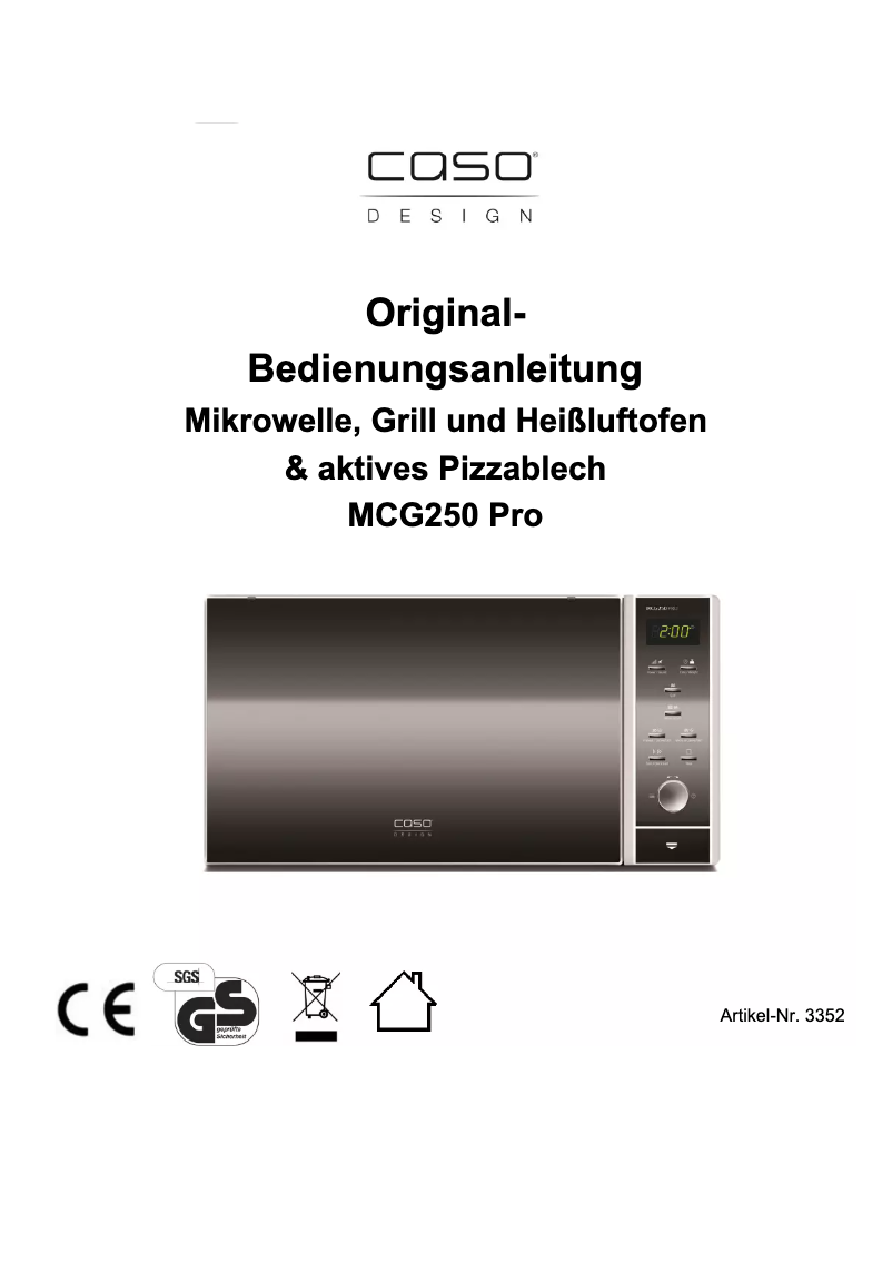 Page 1 of the manual User Manual Caso MCG250 Pro