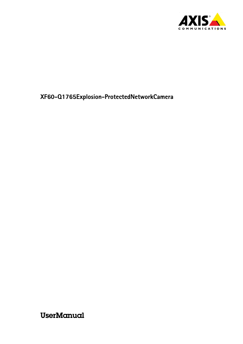 Page 1 de la notice Manuel utilisateur Axis XF60-Q1765