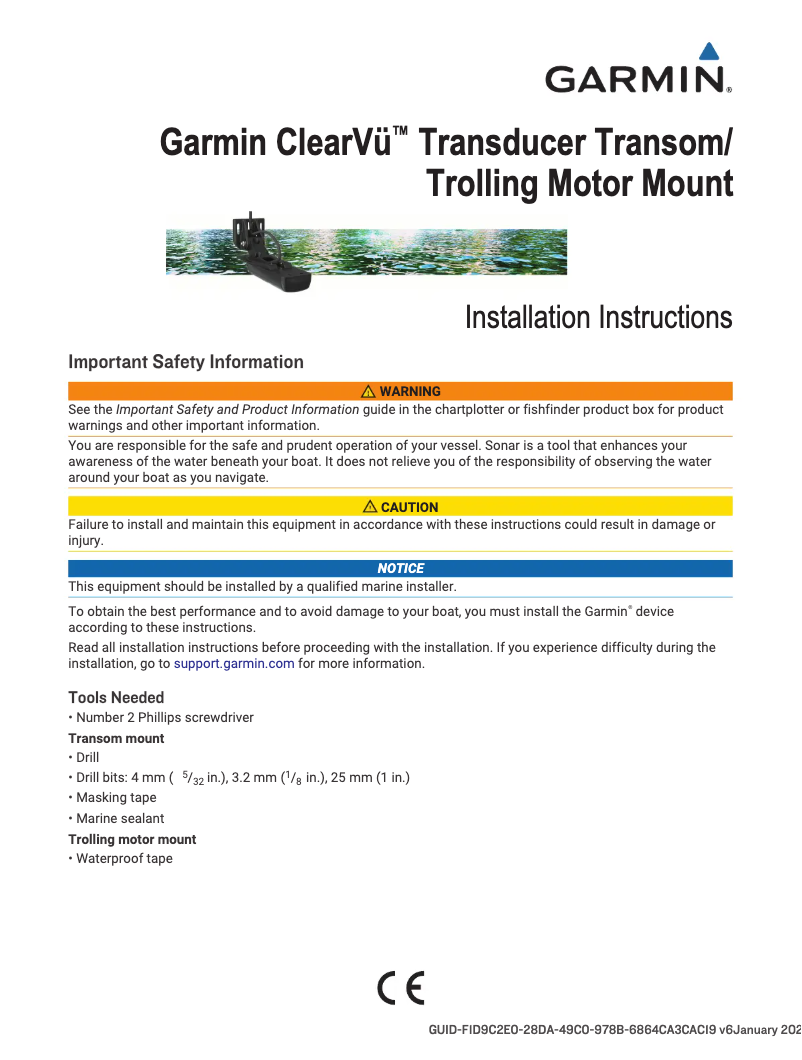 Page n°1 - Guide d'installation Garmin GT20-TM
