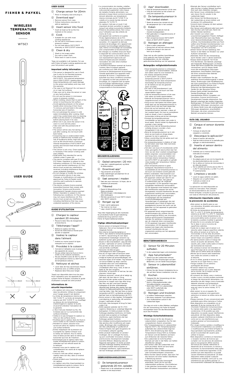 Page n°1 - Manuel utilisateur Fisher & Paykel WTSC1