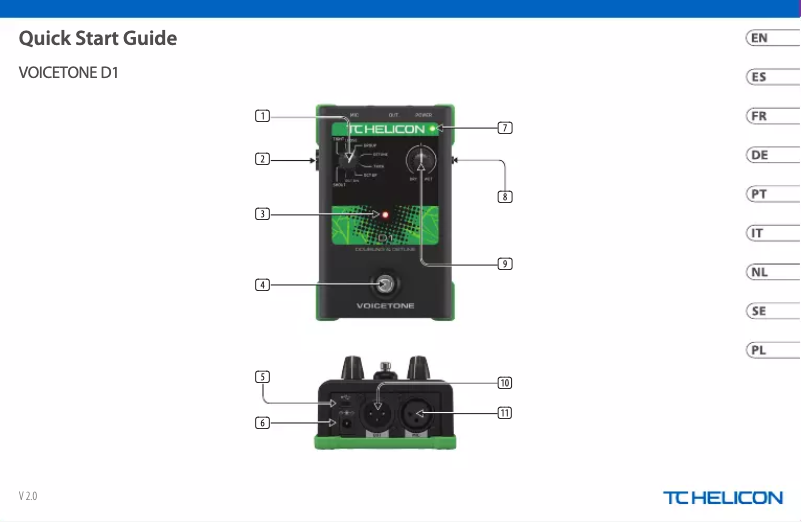 Página 1 del manual Guía de inicio rápido TC Helicon VoiceTone D1