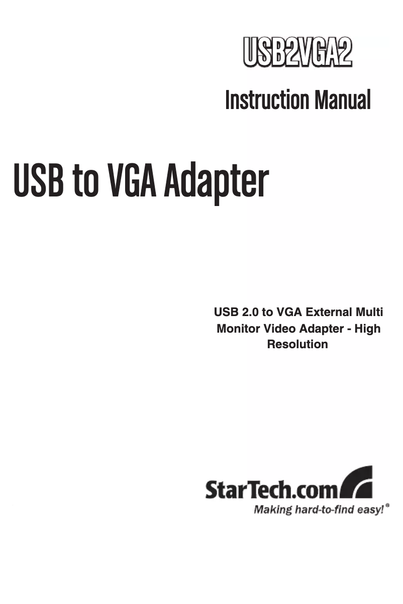 Page n°1 - Manuel utilisateur StarTech.com USB2VGA2