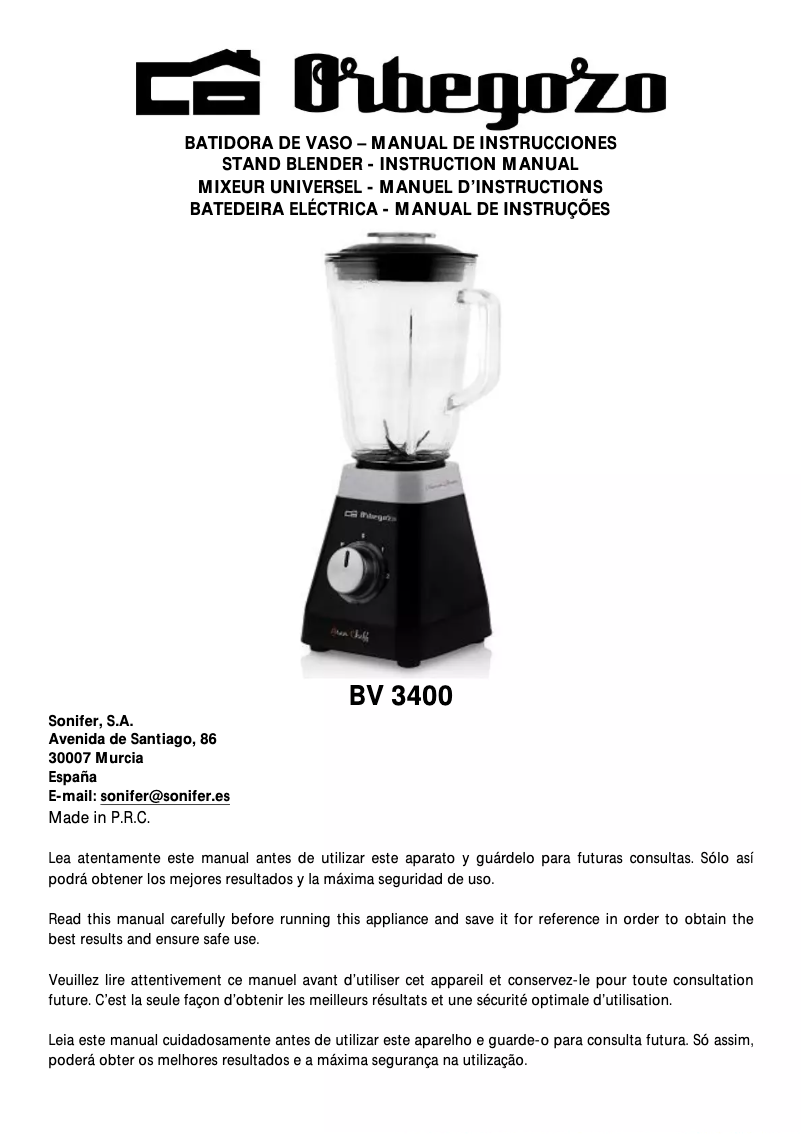 Image de la première page du manuel de l'appareil BV 3400