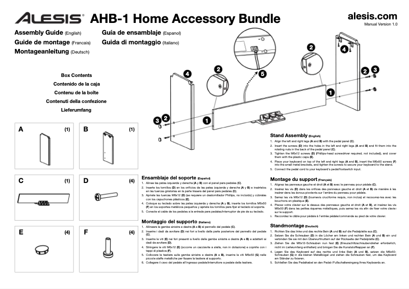 Page n°1 - Manuel utilisateur Alesis AHB-1