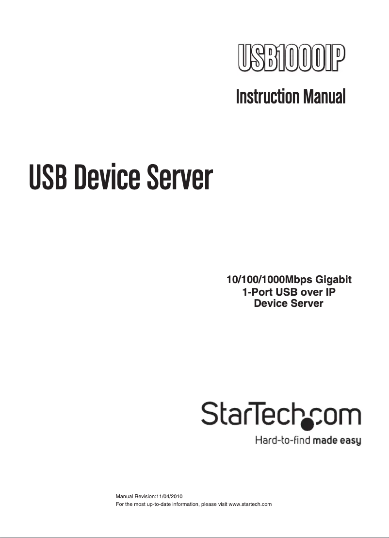 Image de la première page du manuel de l'appareil USB1000IP