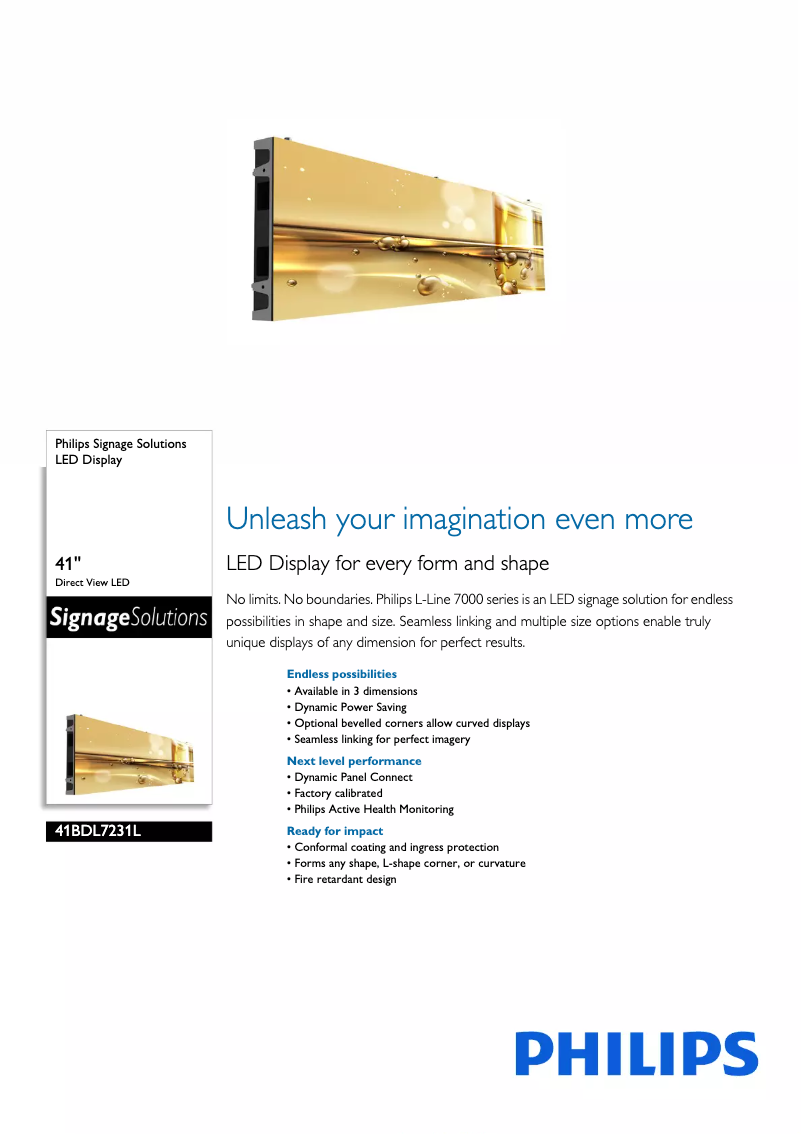 Página 1 del manual Ficha técnica Philips 41BDL7231L