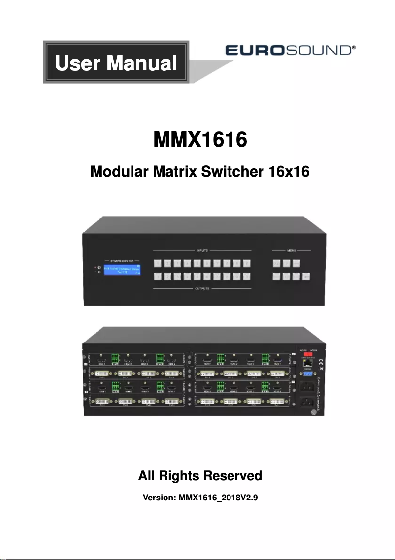 Page 1 de la notice Manuel utilisateur Eurosound MMX1616