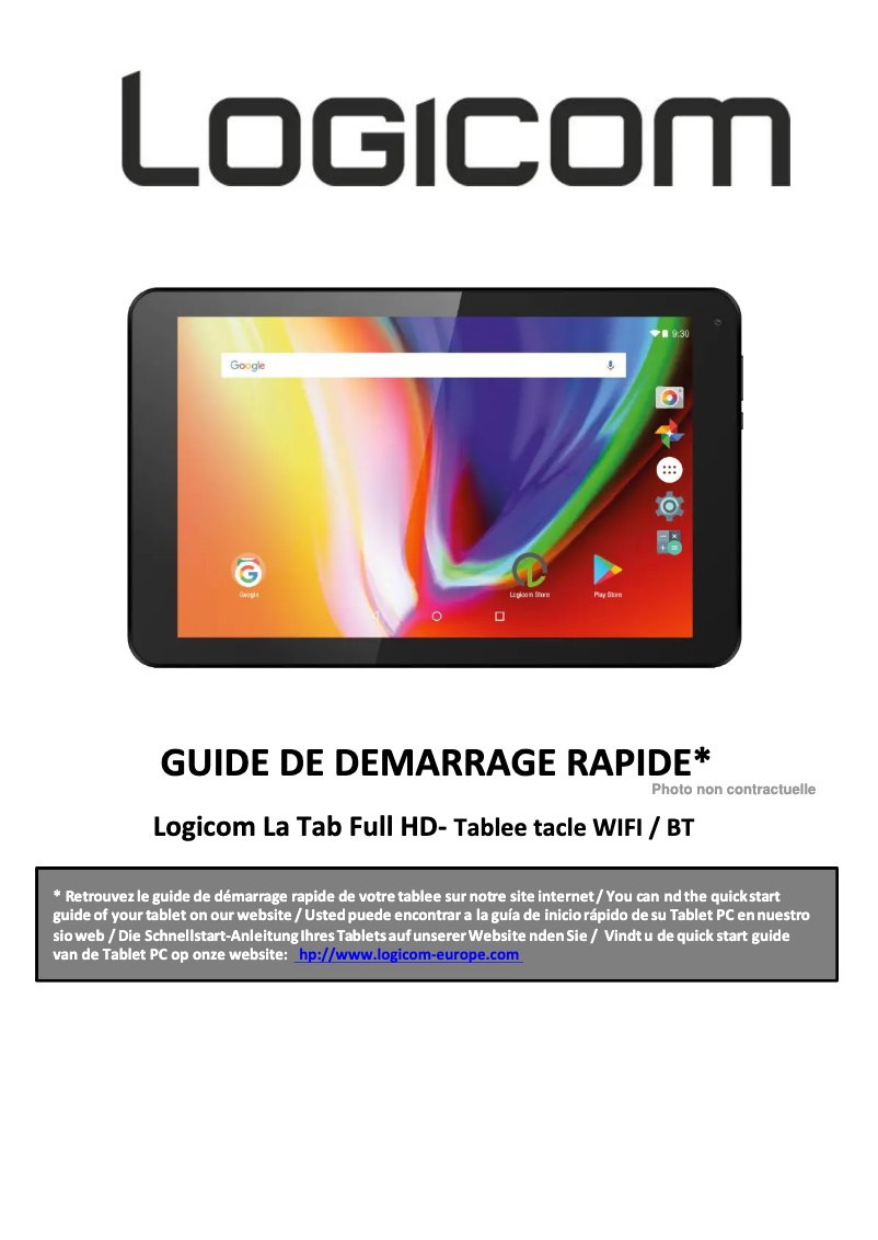 Page n°1 - Manuel utilisateur Logicom La Tab Full HD