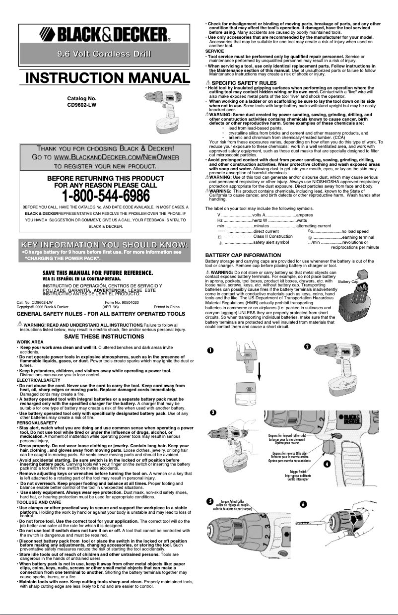 Page 1 de la notice Manuel utilisateur Black & Decker CD9602
