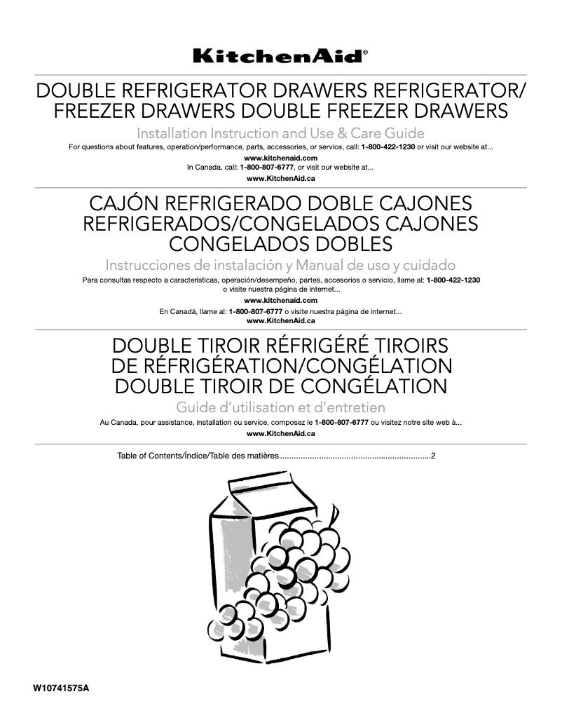 Página 1 del manual Manual de usuario KitchenAid KUDF204ESB