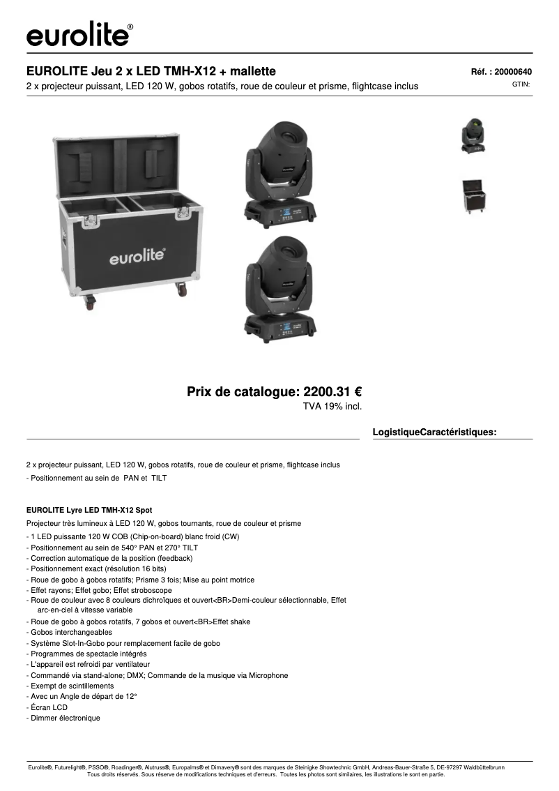 Page n°1 - Fiche technique Eurolite LED TMH-X12