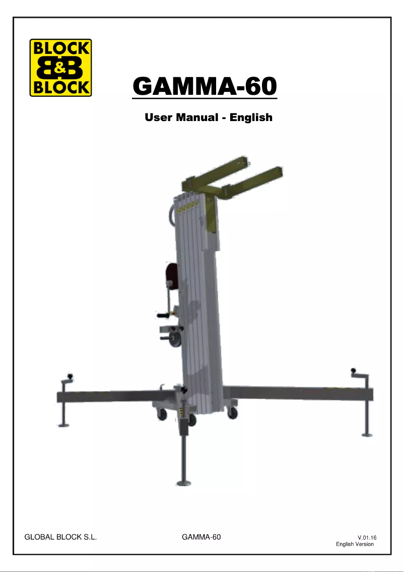 Page n°1 - Manuel utilisateur Block & Block GAMMA-60