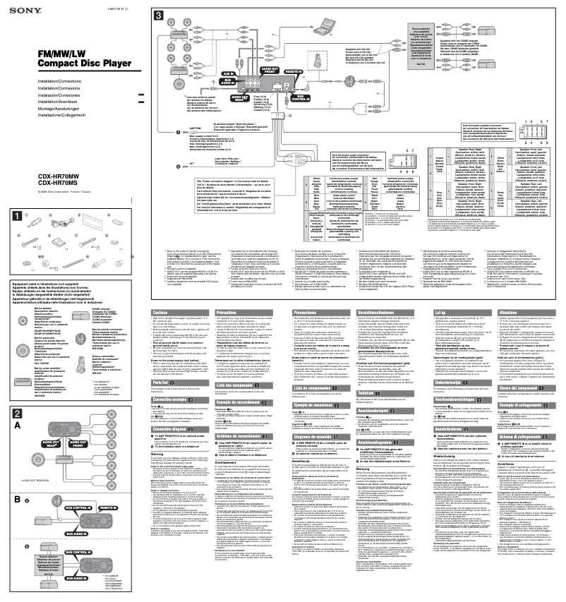 Page 1 de la notice Guide d'installation Sony CDX-HR70MS