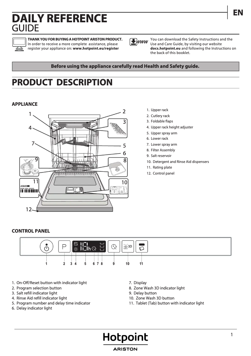 Page 1 de la notice Manuel utilisateur Hotpoint HIO 3C23 WF