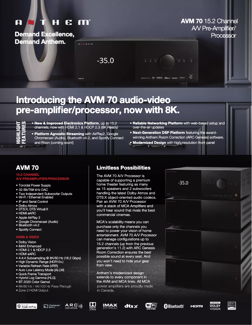 Image de la première page du manuel de l'appareil AVM 70 8K