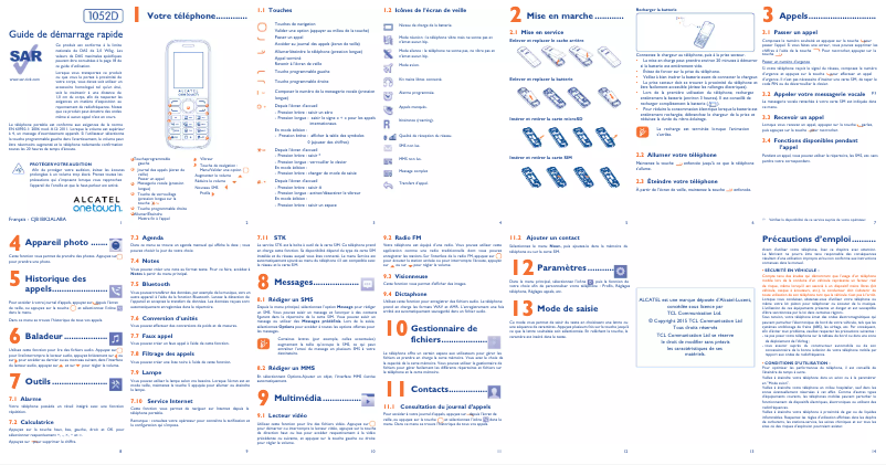 Page 1 de la notice Manuel utilisateur Alcatel One Touch 1052