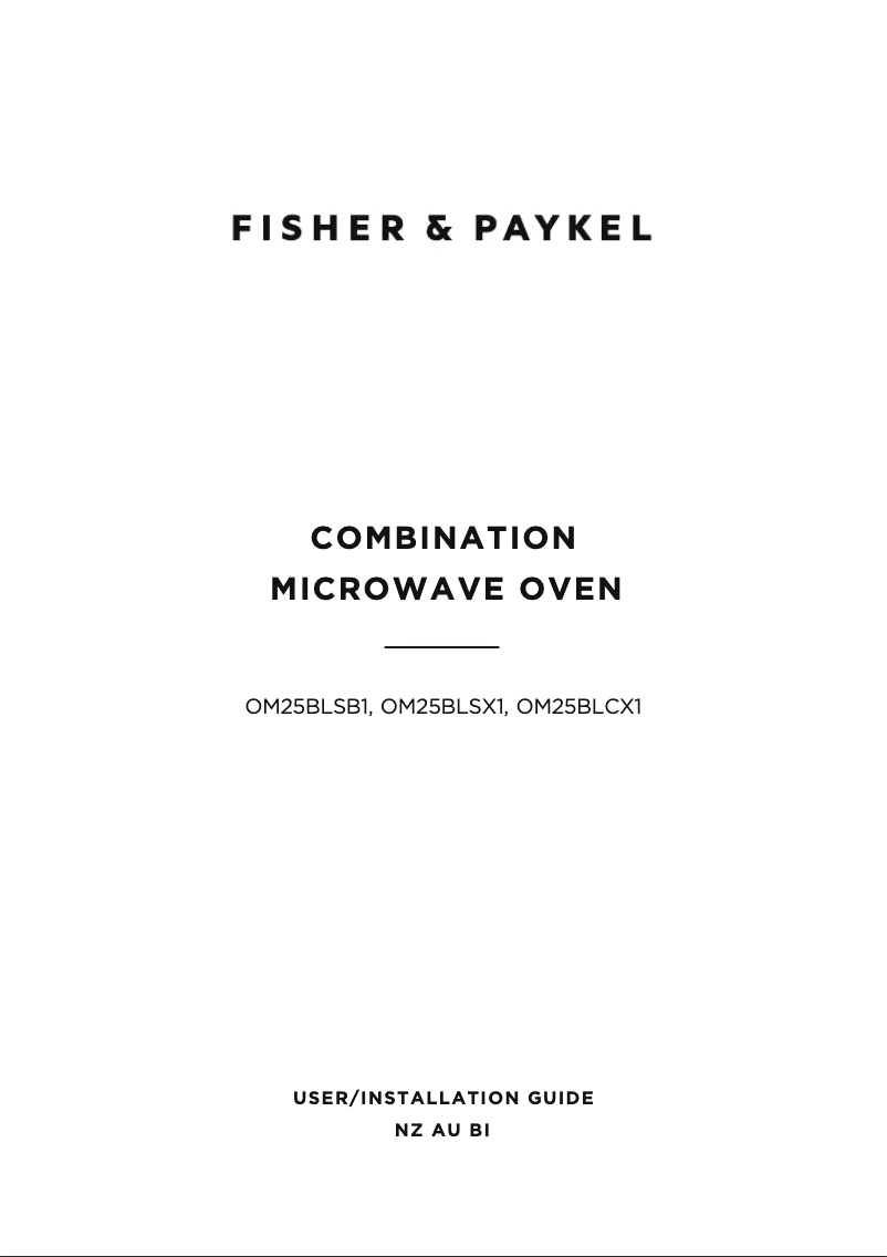 Page n°1 - Guide d'installation Fisher & Paykel OM25BLSB1