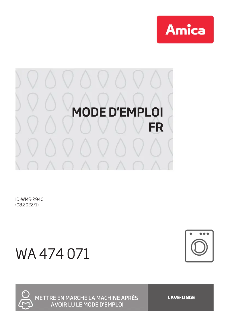 Image de la première page du manuel de l'appareil WA 474 071