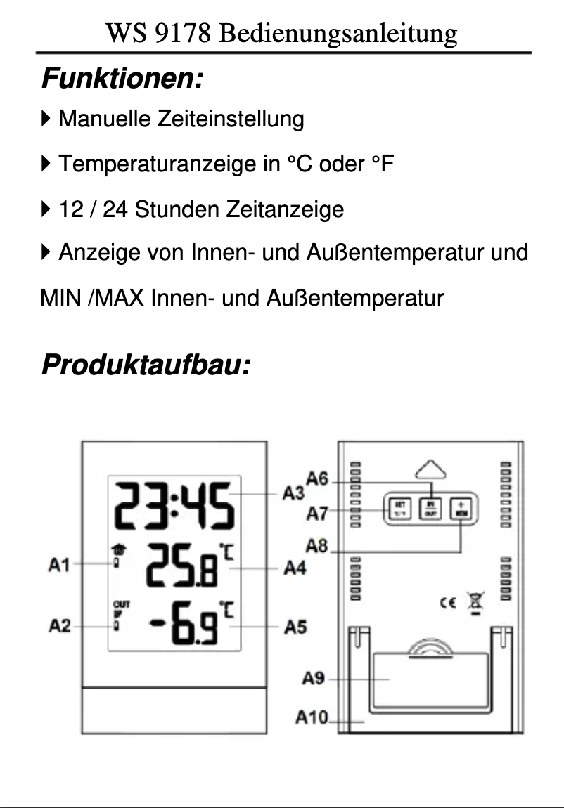 Image de la première page du manuel de l'appareil WS 9178