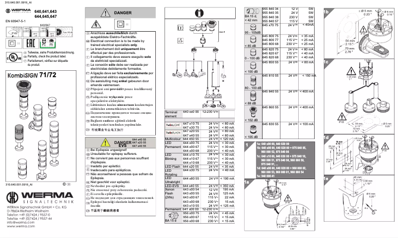 Page n°1 - Manuel utilisateur Werma 64711075