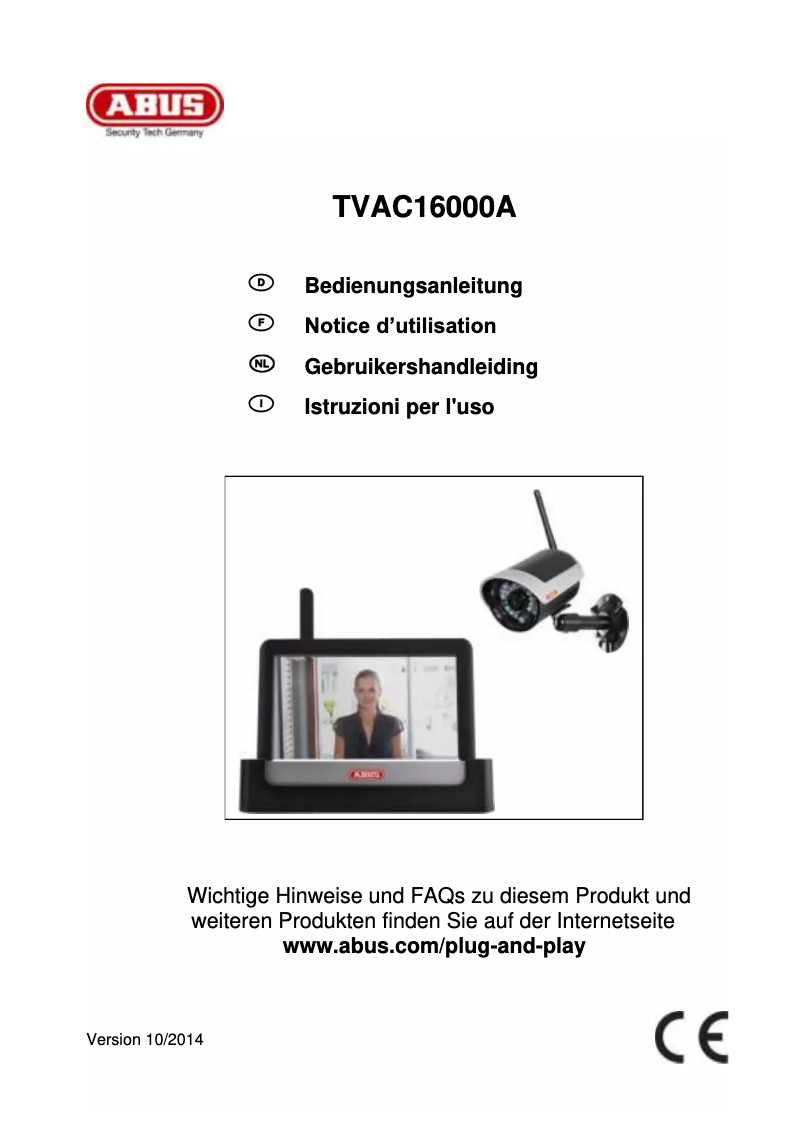 Image de la première page du manuel de l'appareil TVAC16000A