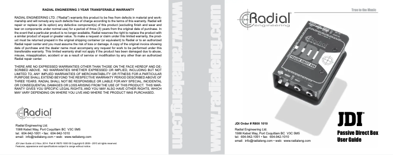 Image de la première page du manuel de l'appareil JDI Mk3