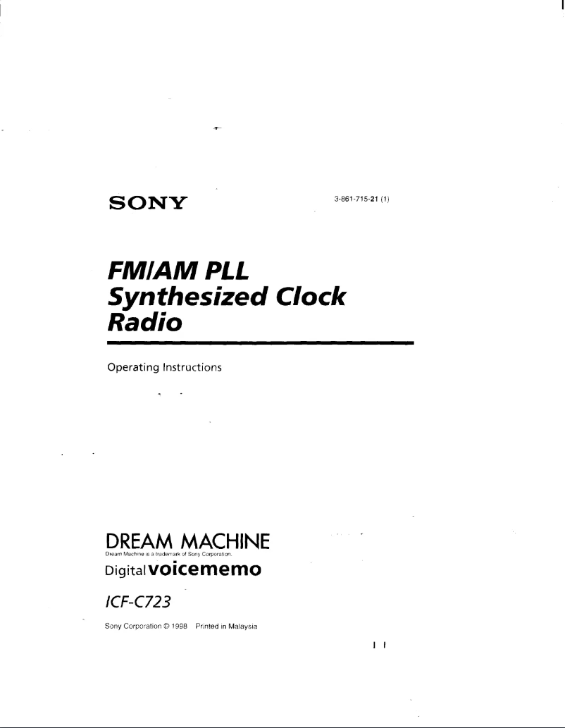 Page 1 de la notice Manuel utilisateur Sony ICF-C723