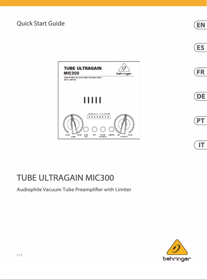 Page n°1 - Manuel utilisateur Behringer Tube Ultragain MIC300