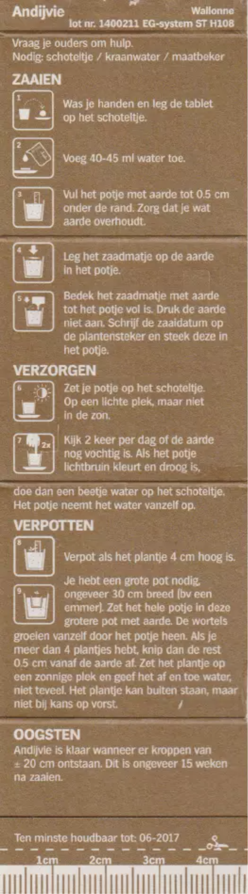 Image de la première page du manuel de l'appareil Moestuintje Andijvie