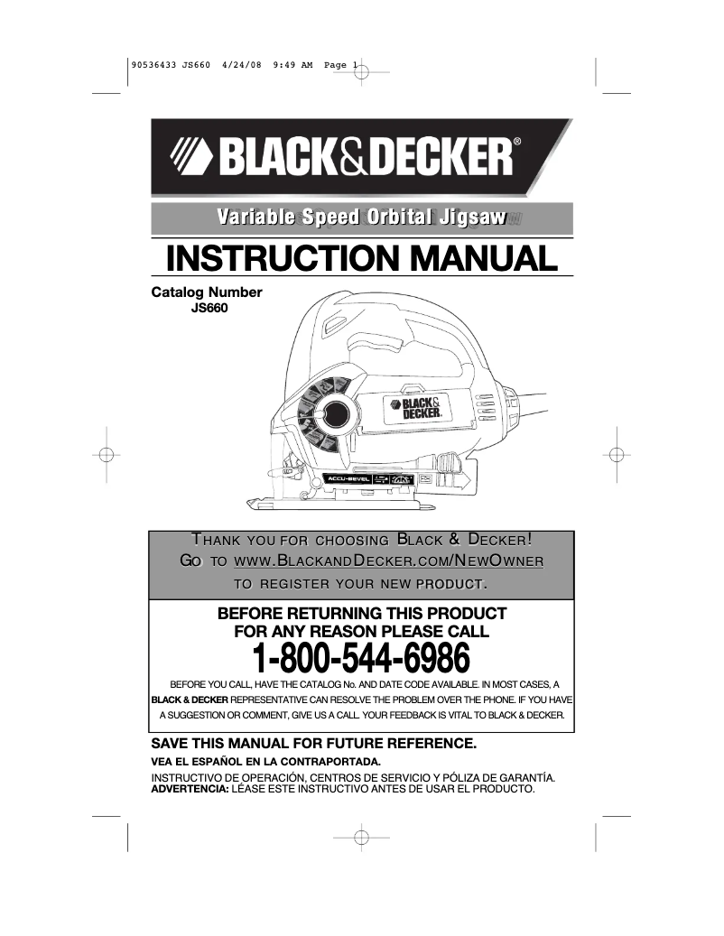 Page 1 de la notice Manuel utilisateur Black & Decker 7552
