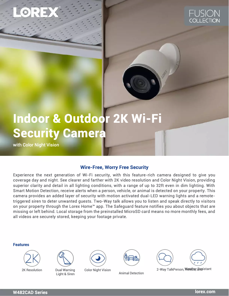 Page n°1 - Fiche technique Lorex W482CAD-E
