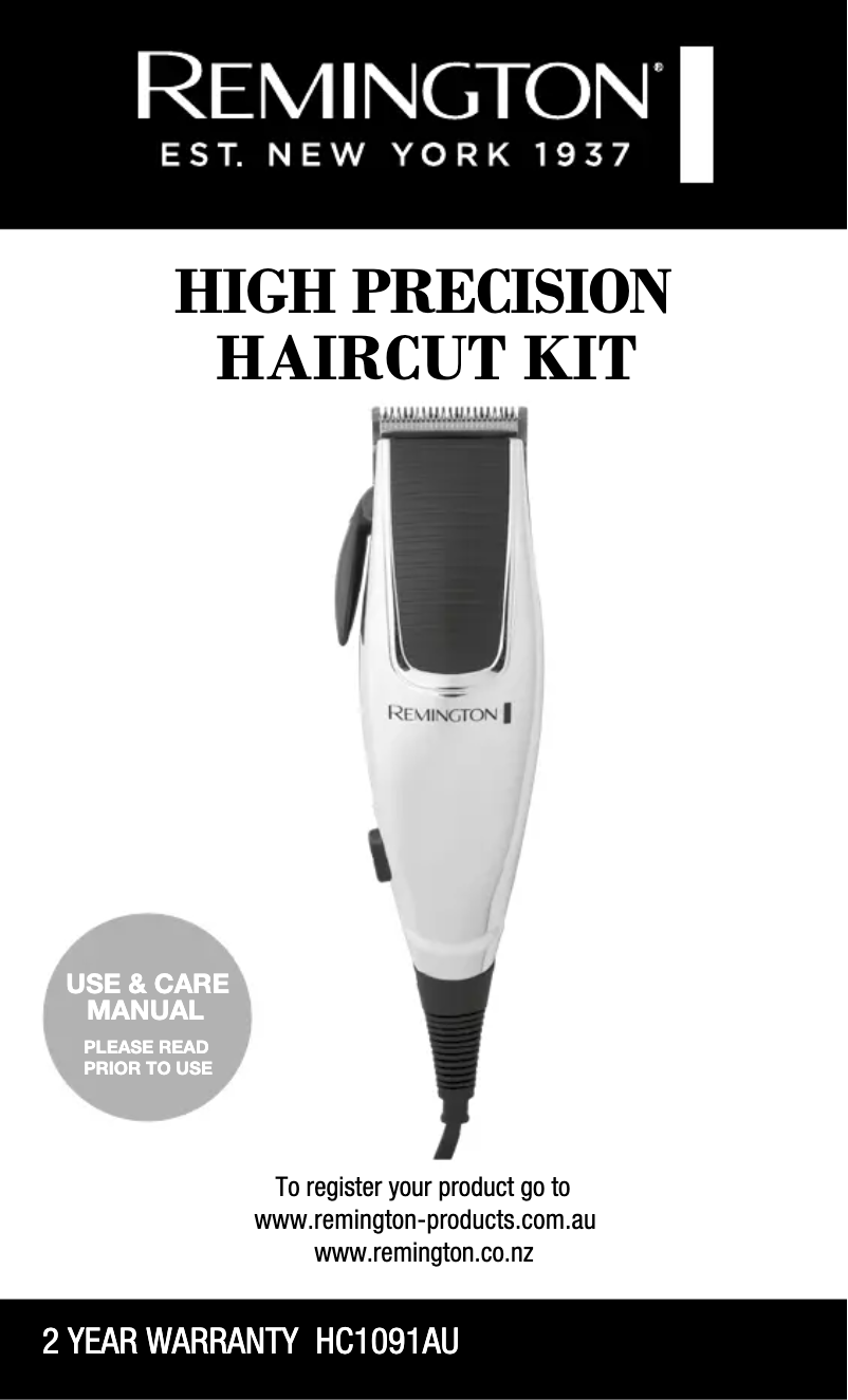 Page 1 de la notice Manuel utilisateur Remington HC1091AU