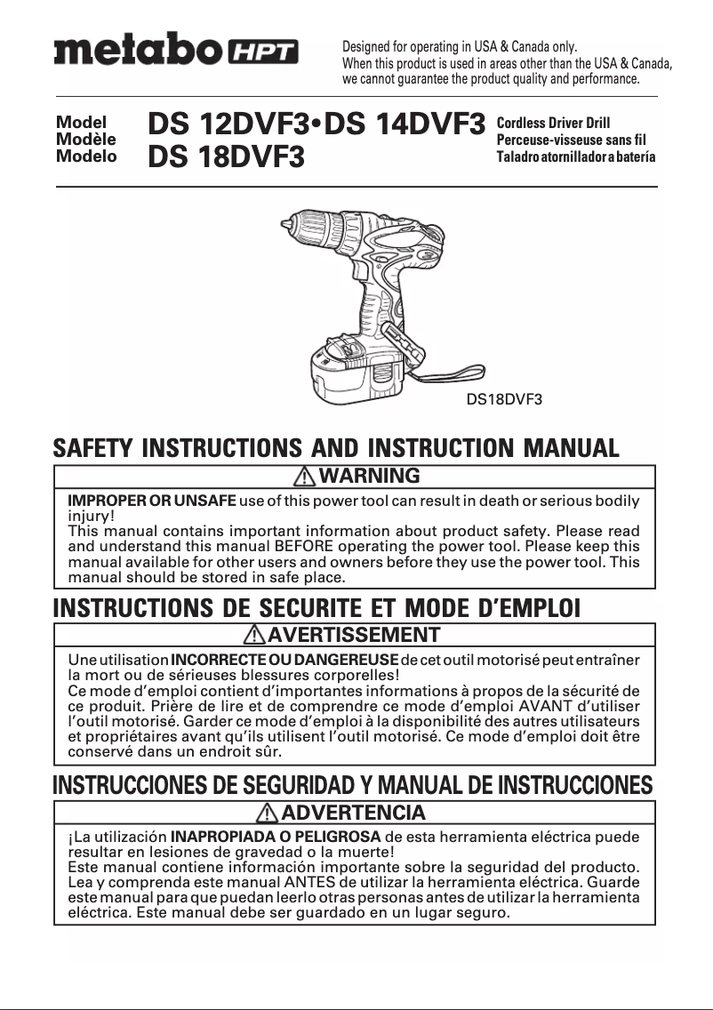 Página 1 del manual Manual de usuario Metabo DS 12DVF3