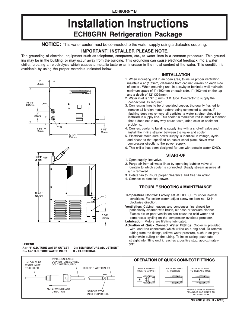 Page 1 de la notice Manuel utilisateur Elkay ECH8GRN