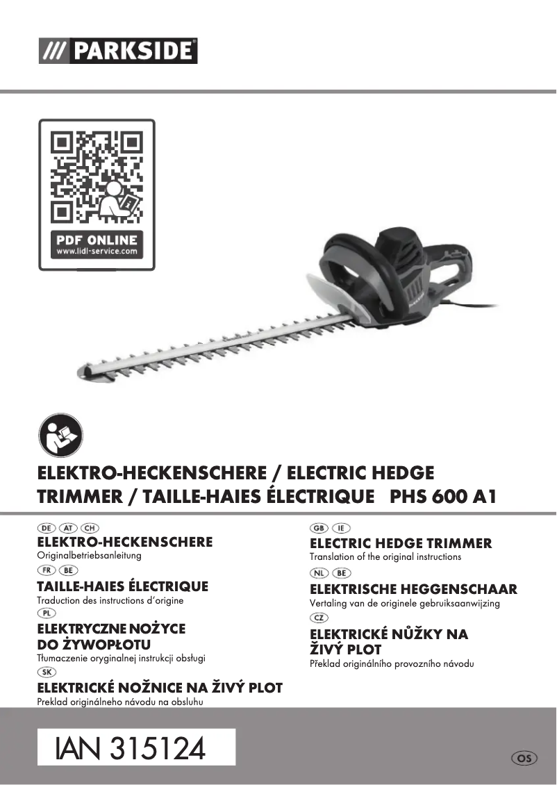 Image de la première page du manuel de l'appareil PHS 600 A1