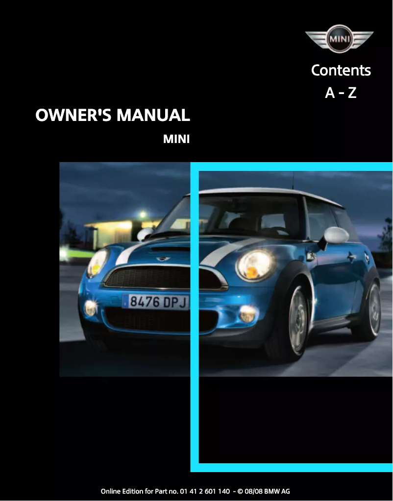 Page 1 de la notice Manuel utilisateur Mini Hardtop 2 Door (2009)