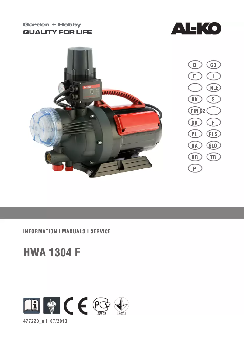 Page 1 de la notice Manuel utilisateur AL-KO HWA 1304 F