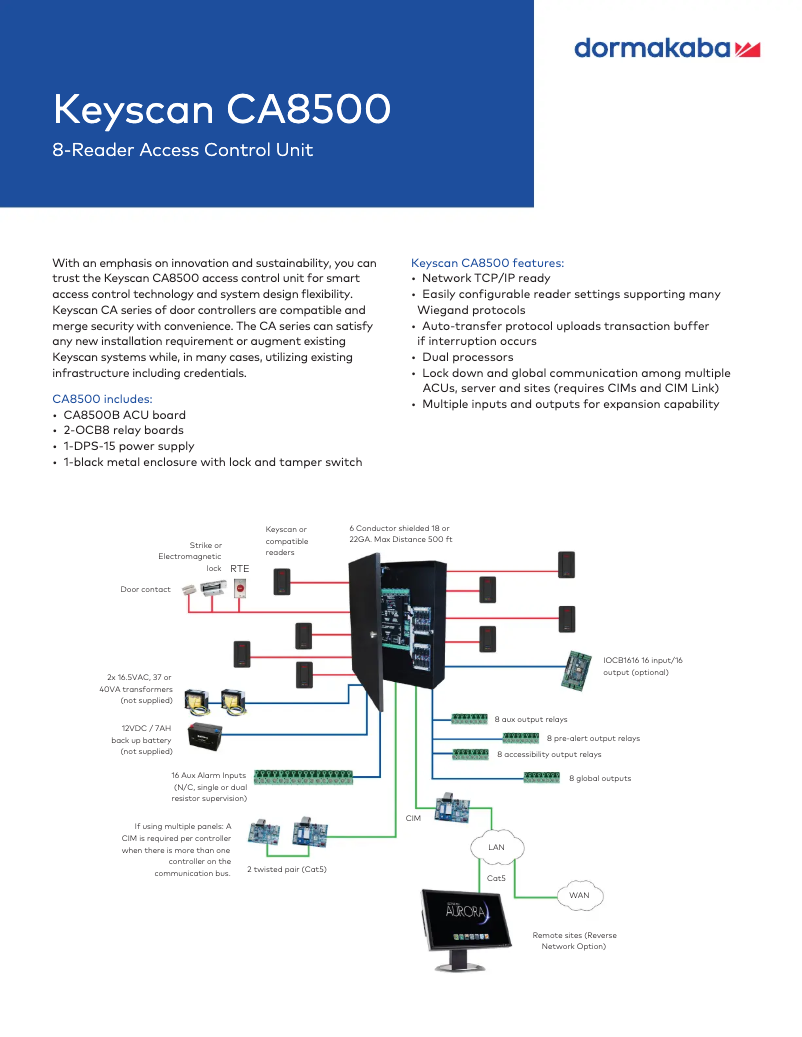 Image de la première page du manuel de l'appareil Keyscan CA8500