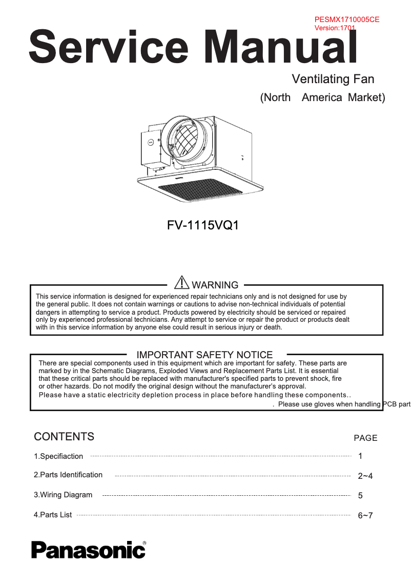 Página 1 del manual Manual de usuario Panasonic FV-1115VQ1