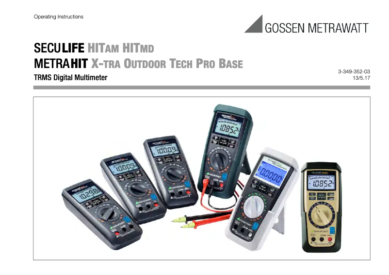 Page 1 de la notice Manuel utilisateur Gossen Metrawatt MetraHit AM Pro