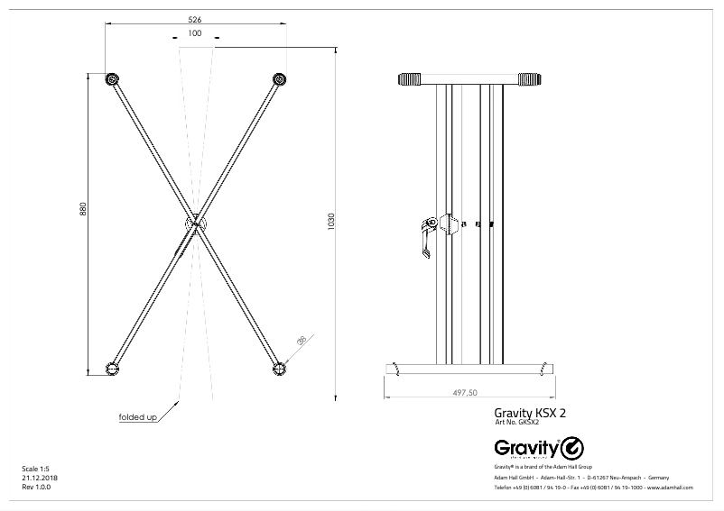 Page 1 de la notice Fiche technique Gravity KSX 2