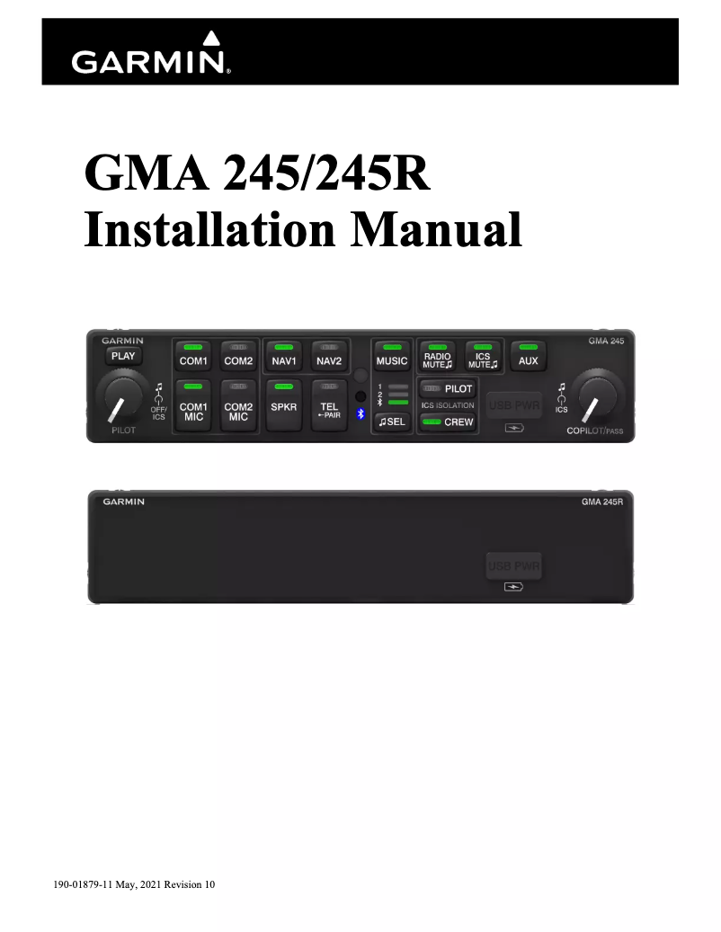Page 1 de la notice Guide d'installation Garmin GMA 245