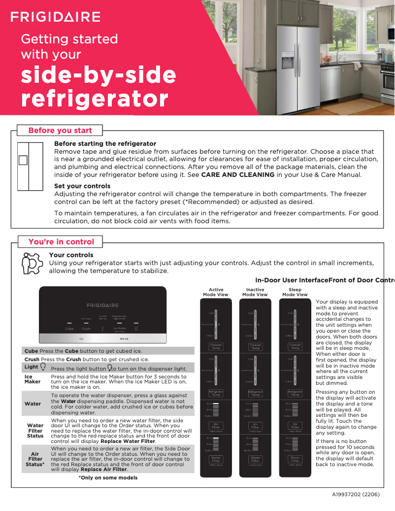 Página 1 del manual Guía de inicio rápido Frigidaire FRSC2333AS