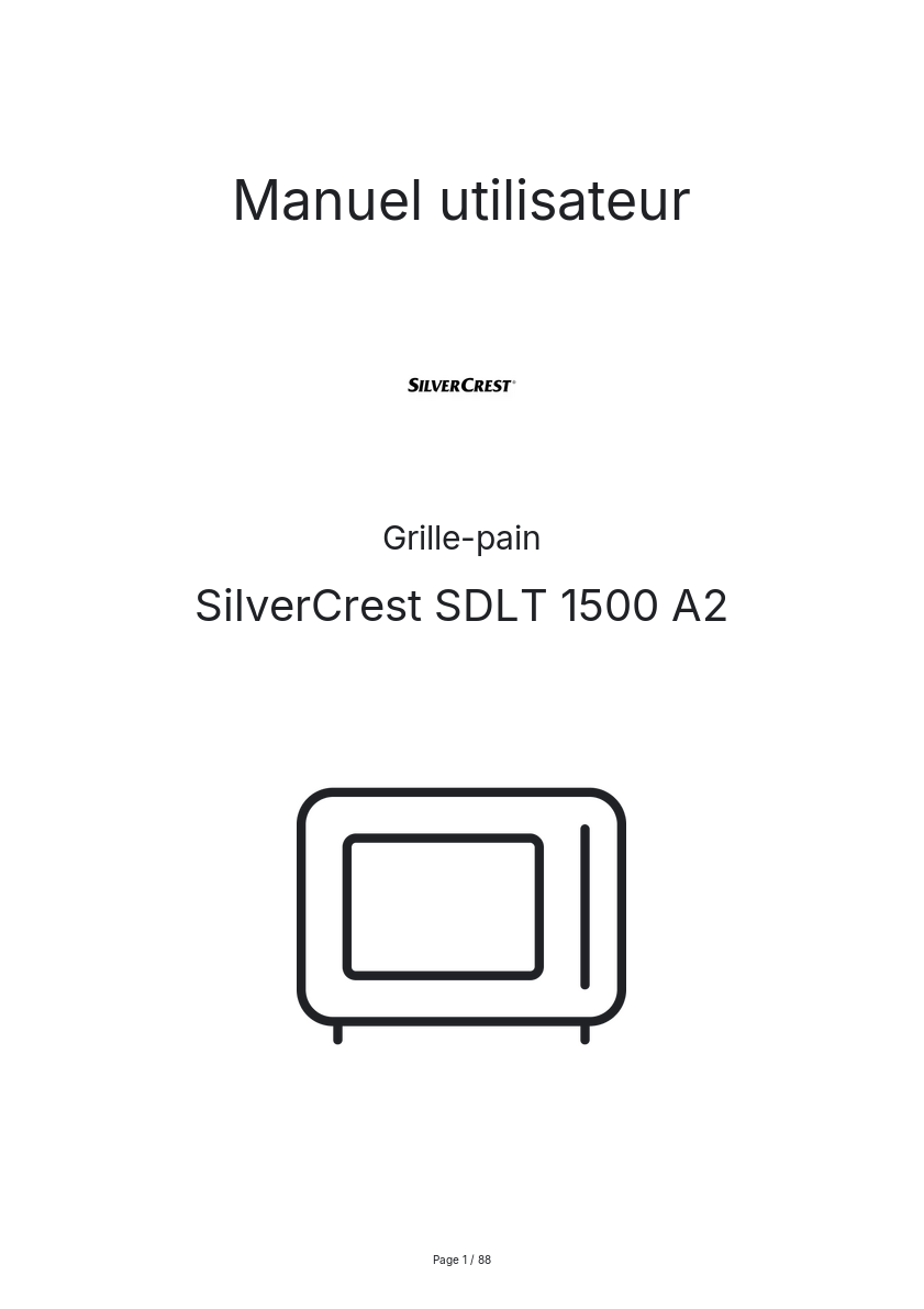 Page n°1 - Manuel utilisateur SilverCrest SDLT 1500 A2