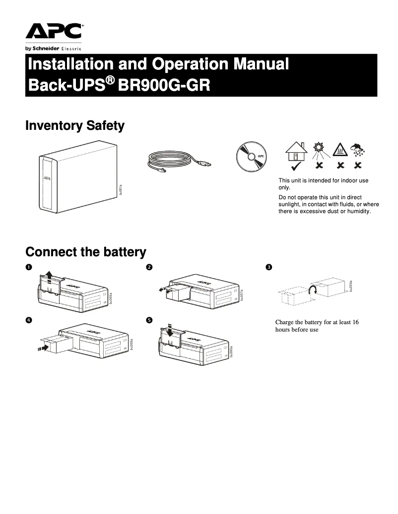 Page n°1 - Manuel utilisateur APC Back UPS BR900G-GR
