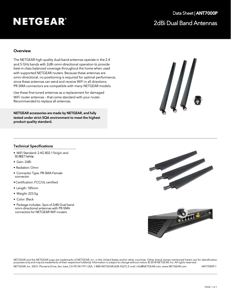 Page n°1 - Fiche technique Netgear ANT7000P