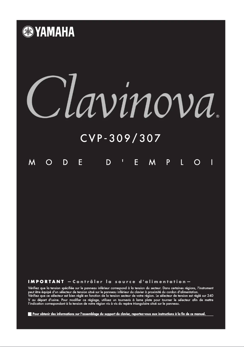 Page n°1 - Manuel utilisateur Yamaha Clavinova CVP-307