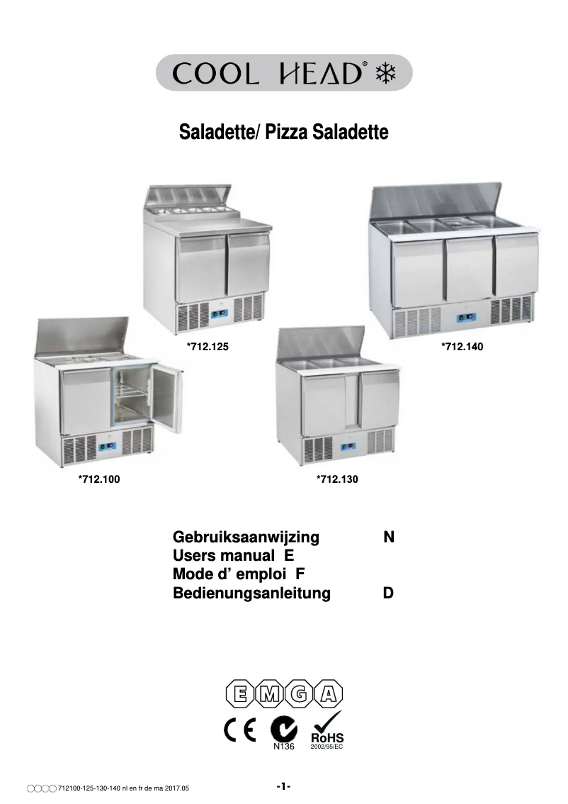 Page 1 de la notice Manuel utilisateur Cool Head 712140